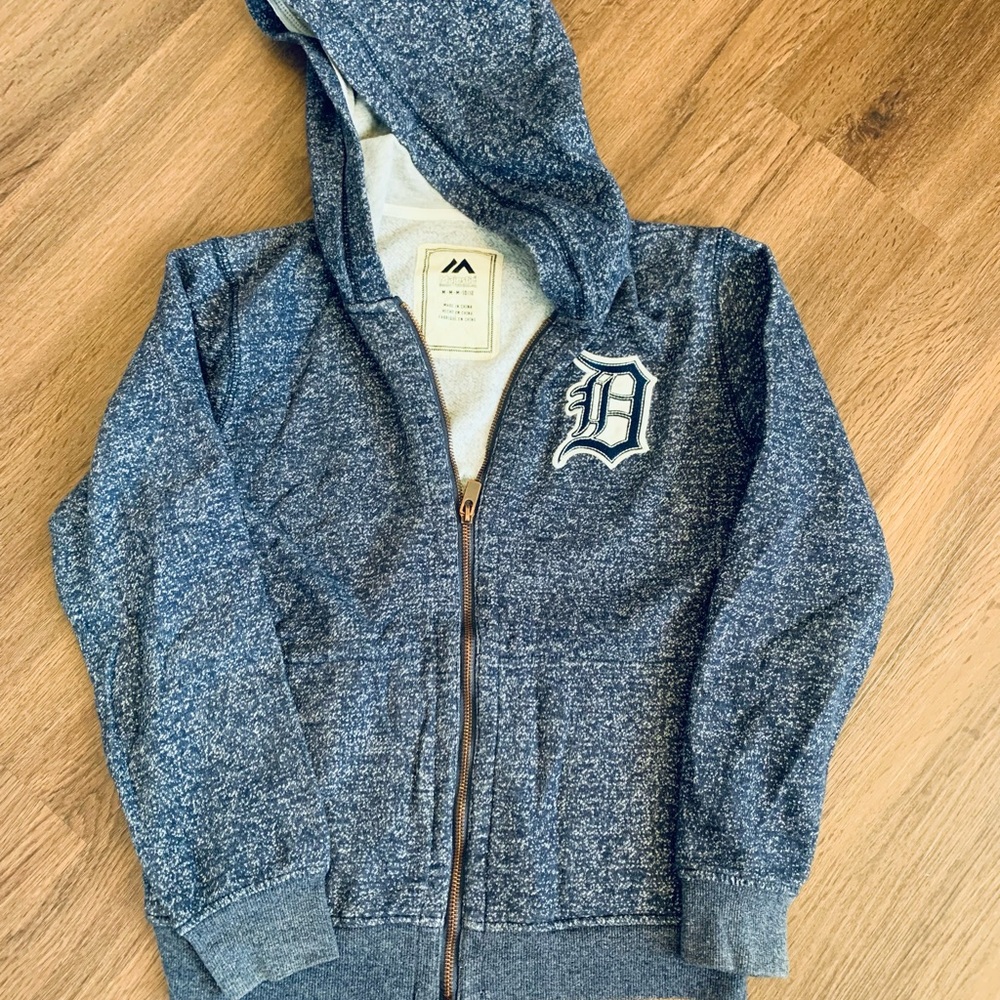 Detroit Tigers Hooded Zip Up Sweatshirt w/Pockets Kids 10/12 EUC